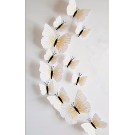 12 Pièces 3D Stickers Papillon Blanc 2 Décoration Maison Butterfly