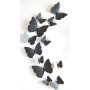12 Pièces 3D Stickers Papillon Noir Type 2 Décoration Maison Butterfly 3d