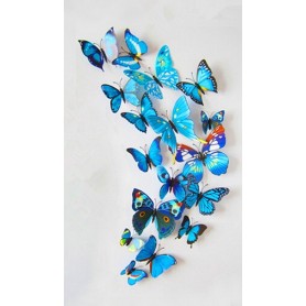 12 Pièces 3D Stickers Papillon Bleu Type 2 Décoration Maison Butterfly 3d