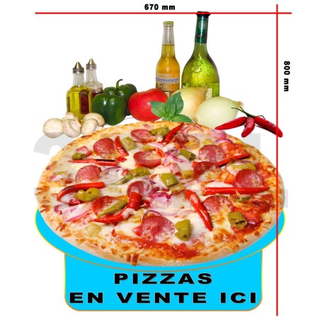 Stickers "Pizza En Vente Ici" 800X670 mm Restaurant Kebab Pizza Snack