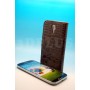 Etui Portefeuille Crocodile Motif Brun Samsung Galaxy S4 i9505