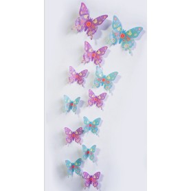 12 Pièces 3D Stickers Papillon Rosé Colore Décoration Maison Butterfly 3d