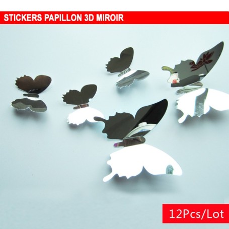 12 Pièces 3D Stickers Papillon Miroir Décoration Maison Butterfly 3d