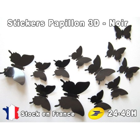 24 Pièces Stickers 3D Papillon 20 Couleur Décoration Maison 