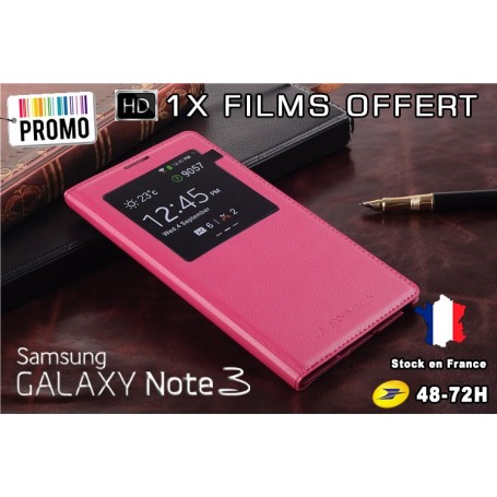Etui S-View Cover Fuchsia Pour Galaxy Note 3 1x Film Offert PROMO