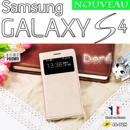 Doré Etui S-View Cover Samsung Galaxy S4 i9505 Film HD Offert