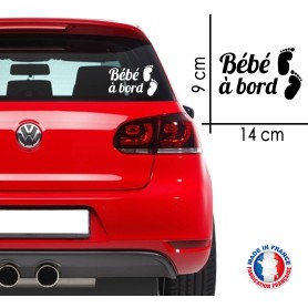 Stickers "Bébé à bord 2" 14x9 cm - Blanc - Promo