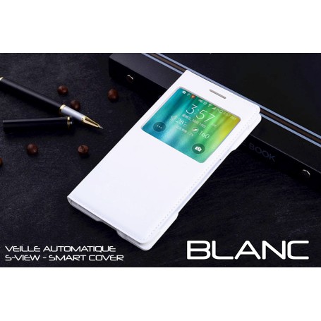 Housse Etui Flip S view Blanc Samsung Galaxy A5 Veille Auto Smart Case Cover