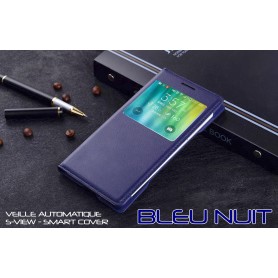 Housse Etui Flip S view Bleu Nuit Samsung Galaxy A5 Veille Auto Smart Case Cover