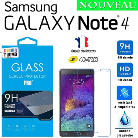Lot 2X Film Trempe Samsung Galaxy Note 4 - 2.5D 9h HD SM-910F Port 48-72h