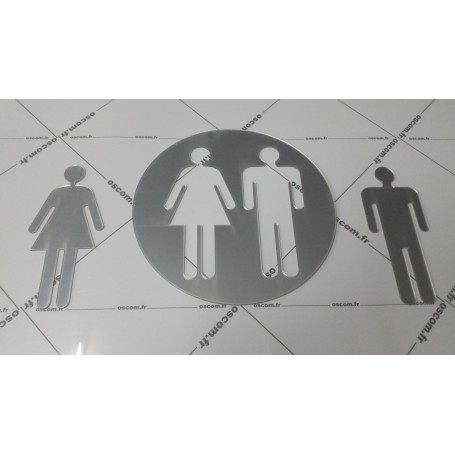 Argent Miroir Acrylique Signe Porte de Toilettes Hommes Femmes 3D stickers déco