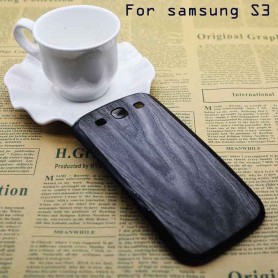 Batterie Cache Arriéré Motif Bois Noir Pour Samsung Galaxy S3