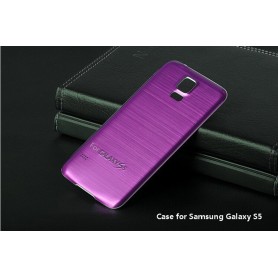 Batterie Cache Arriéré Alu Brosse Fuchsia Pour Samsung Galaxy S5
