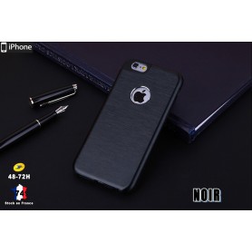 Coque Métallique en Aluminium Brossé Noir iphone 6S 6 Cadre Silicone Tpu