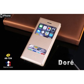 Housse Etui Flip Smart View Cover Doré iPhone 6S 6 Port Offert