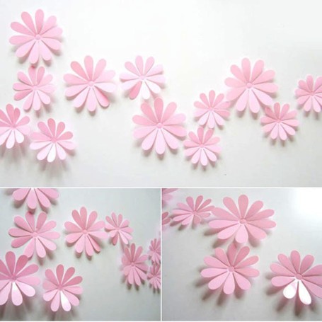 12 Pièces 3D Stickers Fleur Pvc Design 10 Pétales Rose Décoration Maison