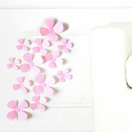 12 Pièces Lot 3D Stickers Fleur Trèfle à 4 Rose Pvc Design Pétales Décoration Maison