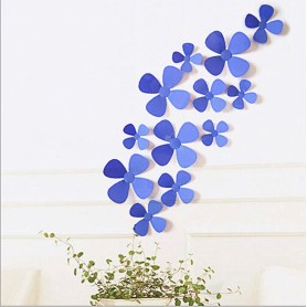12 Pièces Lot 3D Stickers Fleur Trèfle à 4 Violet Pvc Design Pétales Décoration Maison