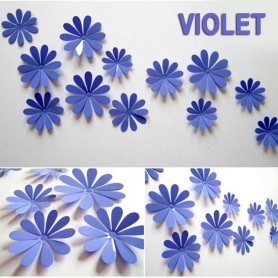 12 Pièces 3D Stickers Fleur Pvc Design 10 Pétales Violet Décoration Maison