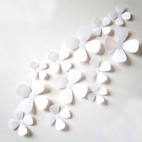 12 Pièces Lot 3D Stickers Fleur Trèfle à 4 Blanc Pvc Design Pétales Décoration Maison