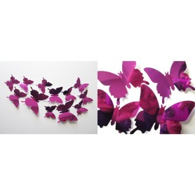 12 Pièces 3D Stickers Papillon Miroir Violet Décoration Maison Butterfly 3d