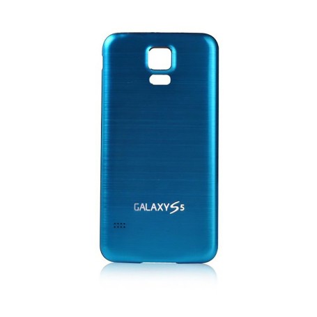 Batterie Cache Arriéré Alu Brosse Bleu Pour Samsung Galaxy S5