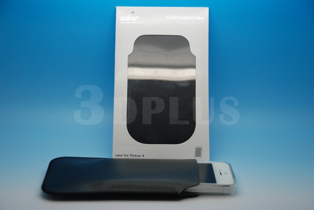 LG Google Nexus 4 E960 Etui Cuir Veritable Noir Pull-up Languette