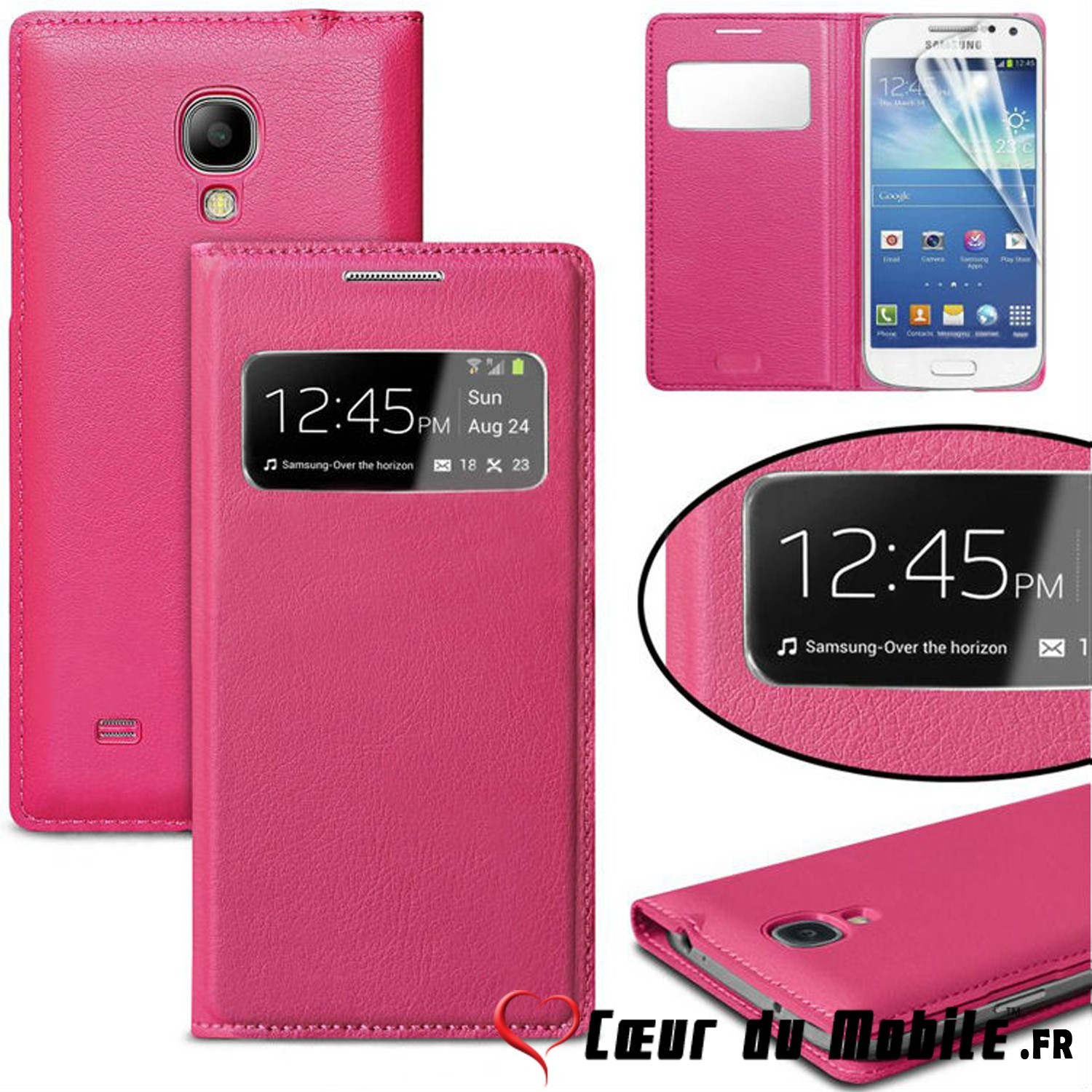 Housse Etui S View Cover Samsung Galaxy S4 Mini Rosé - S5 Style Flip book