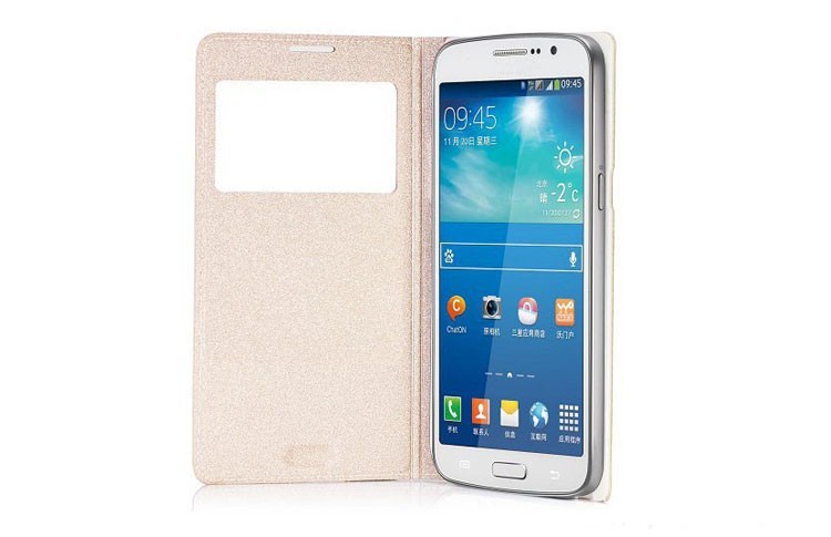 Housse Etui S View Cover Doré Samsung Galaxy S4 Mini - S5 Style Flip book